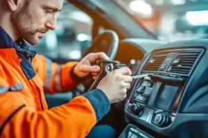 Locksmith repairing car ignition